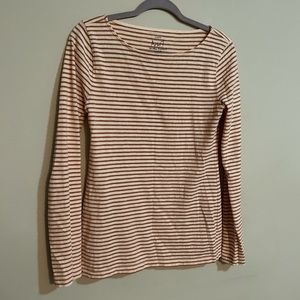 J. Crew Women’s Size Small Artist T Top Off White & Glittery Copper Stripes